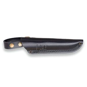 Joker Hunting Knife Montañero CV134, Canvas Micarta Handle, 4.3 in. Blade Sandvik 14C28N, Black Leather Sheath, Fishing, Hunting, Camping and Trekking Tool