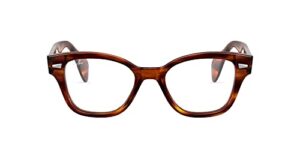 ray-ban rx0880 square prescription eyeglass frames, striped havana/demo lens, 49 mm