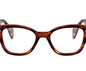 Ray-Ban RX0880 Square Prescription Eyeglass Frames, Striped Havana/Demo Lens, 49 mm