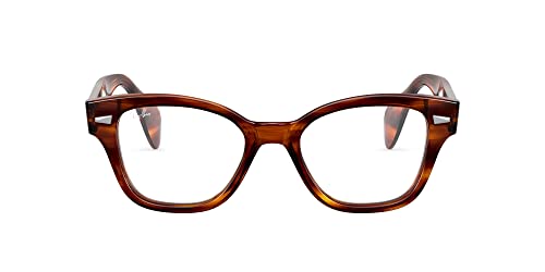 Ray-Ban RX0880 Square Prescription Eyeglass Frames, Striped Havana/Demo Lens, 49 mm