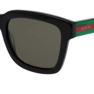 Gucci GG0001S 002 52M Black/Green/Green Rectangular Sunglasses For Men+ BUNDLE With Designer iWear Eyewear Kit