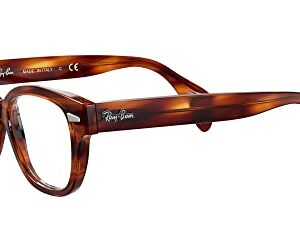 Ray-Ban RX0880 Square Prescription Eyeglass Frames, Striped Havana/Demo Lens, 49 mm