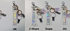 Keychain for B-TS Set(2 PCS) Signature Merchandise Army Bomb Key Ring & Bangtanboys Name Keychain Army Gift Merch (JK)