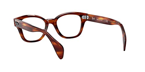 Ray-Ban RX0880 Square Prescription Eyeglass Frames, Striped Havana/Demo Lens, 49 mm