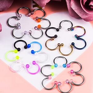 Cisyozi 16G Septum Ring Jewelry Surgical Stainless Steel Horseshoe cute Septum Nose Cartilage Helix Tragus Rook Daith Earring Hoop Lip belly Navel Eyebrow Ring Piercing Jewelry Retaine Women Men 10mm