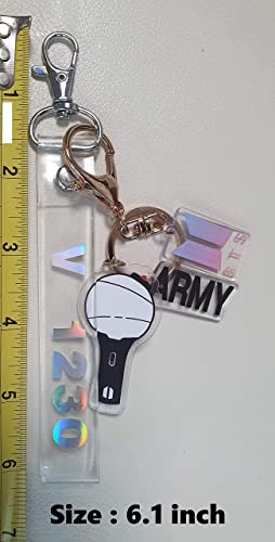 Keychain for B-TS Set(2 PCS) Signature Merchandise Army Bomb Key Ring & Bangtanboys Name Keychain Army Gift Merch (JK)