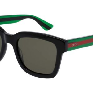 Gucci GG0001S 002 52M Black/Green/Green Rectangular Sunglasses For Men+ BUNDLE With Designer iWear Eyewear Kit