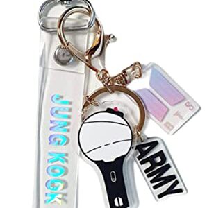 Keychain for B-TS Set(2 PCS) Signature Merchandise Army Bomb Key Ring & Bangtanboys Name Keychain Army Gift Merch (JK)