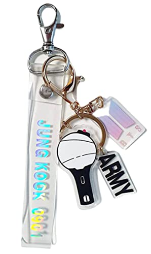 Keychain for B-TS Set(2 PCS) Signature Merchandise Army Bomb Key Ring & Bangtanboys Name Keychain Army Gift Merch (JK)