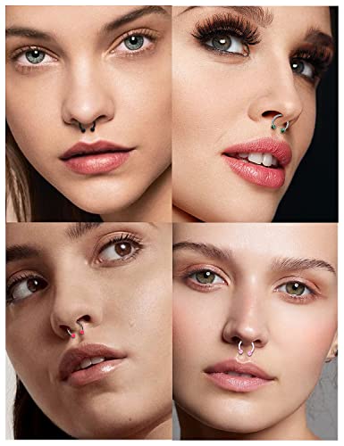 Cisyozi 16G Septum Ring Jewelry Surgical Stainless Steel Horseshoe cute Septum Nose Cartilage Helix Tragus Rook Daith Earring Hoop Lip belly Navel Eyebrow Ring Piercing Jewelry Retaine Women Men 10mm