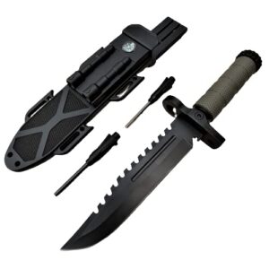 tactical knife hunting knife survival knife 13.75" fixed blade knife with combat blade camping accessories camping gear survival kit survival gear tactical gear 79408 (olive green)