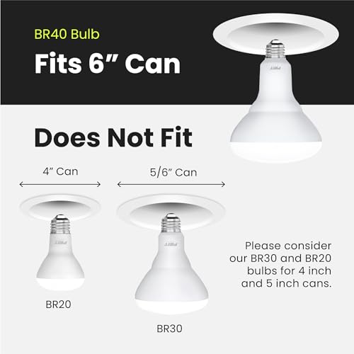 Feit Electric LED BR40 Bulbs, Dimmable, 65W Equivalent, 10 Year Life, 850 Lumens, E26 Base, 5000k Daylight, Flood Lights, Recessed Can Light Bulbs, Damp Rated, UL Listed, 6 Pack, BR40DM85010KLED/2/3