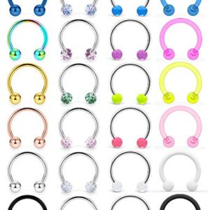 Cisyozi 16G Septum Ring Jewelry Surgical Stainless Steel Horseshoe cute Septum Nose Cartilage Helix Tragus Rook Daith Earring Hoop Lip belly Navel Eyebrow Ring Piercing Jewelry Retaine Women Men 10mm