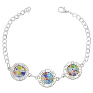 GlassOfVenice Murano Glass Millefiori Silver Disks Bracelet - Multicolor