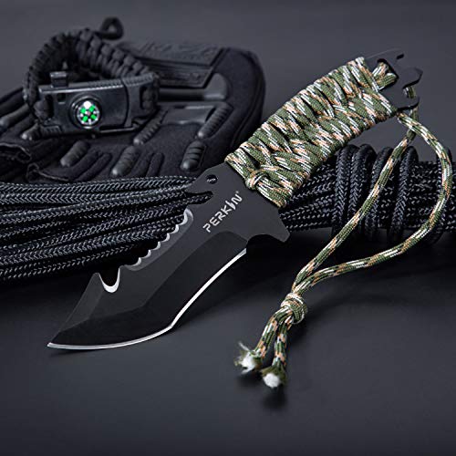 Perkin Hunting Knives CH999 Hunting Knife With Sheath Fix Blade Knife Tanto blade And with Gut Hook