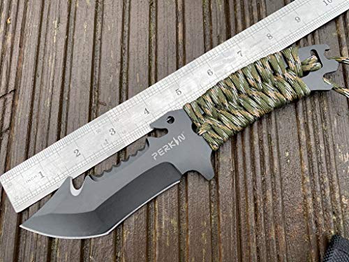 Perkin Hunting Knives CH999 Hunting Knife With Sheath Fix Blade Knife Tanto blade And with Gut Hook