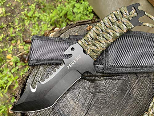 Perkin Hunting Knives CH999 Hunting Knife With Sheath Fix Blade Knife Tanto blade And with Gut Hook