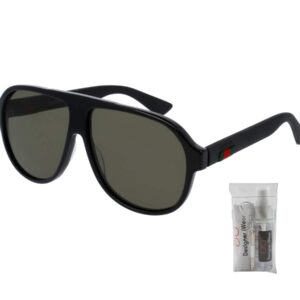 Gucci GG0009S 001 59M Black/Green Aviator Sunglasses For Men + BUNDLE with Designer iWear Eyewear Kit