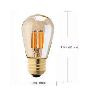 Lxcom Lighting 6 Pack Dimmable Vintage LED Edison Light Bulbs 3W Edison Light Bulbs 30W Equivalent Warm Yellow 2200K E26 E27 Medium Base ST45 Amber Glass Decorative Bulbs, AC110V