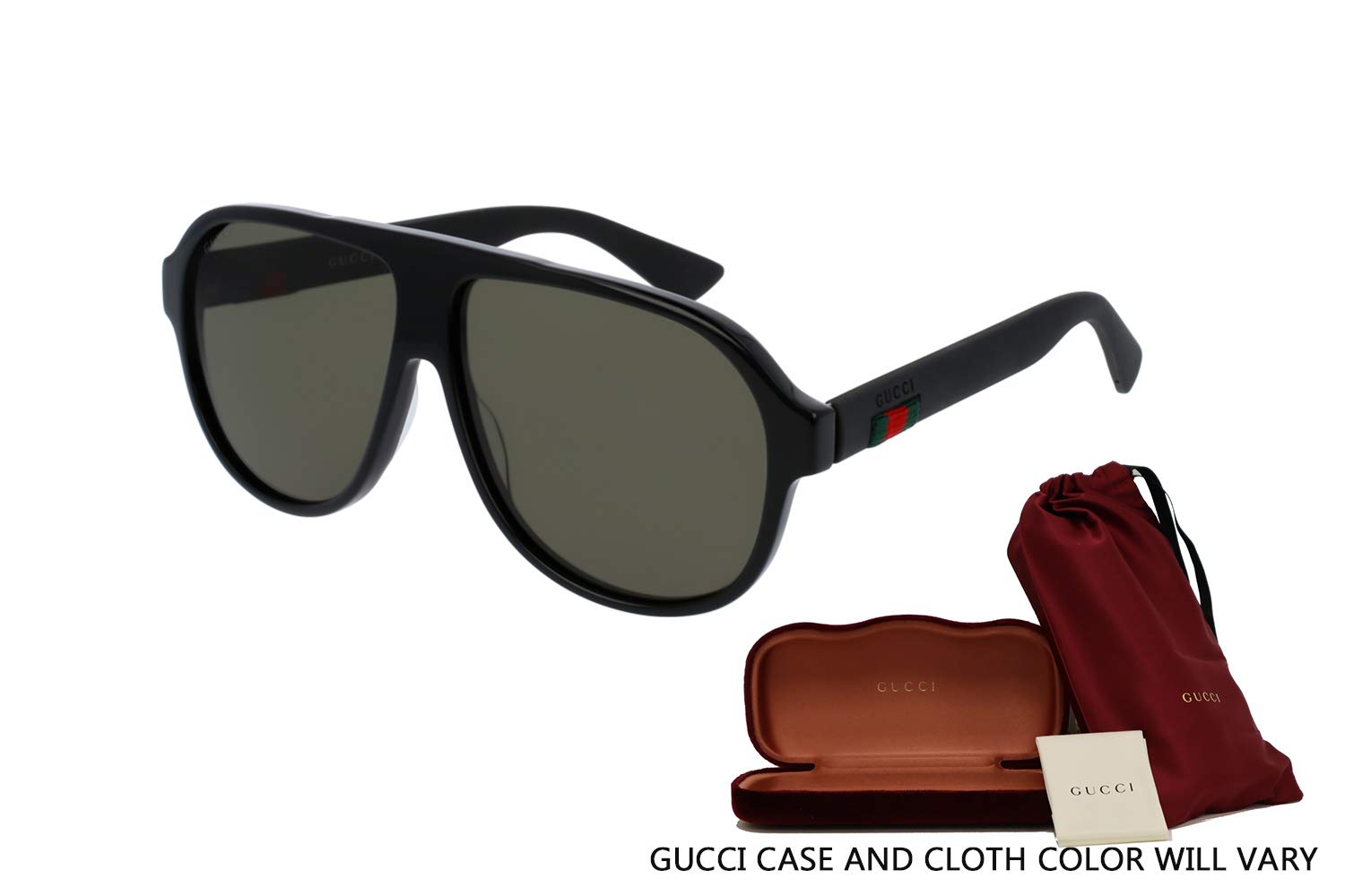 Gucci GG0009S 001 59M Black/Green Aviator Sunglasses For Men + BUNDLE with Designer iWear Eyewear Kit