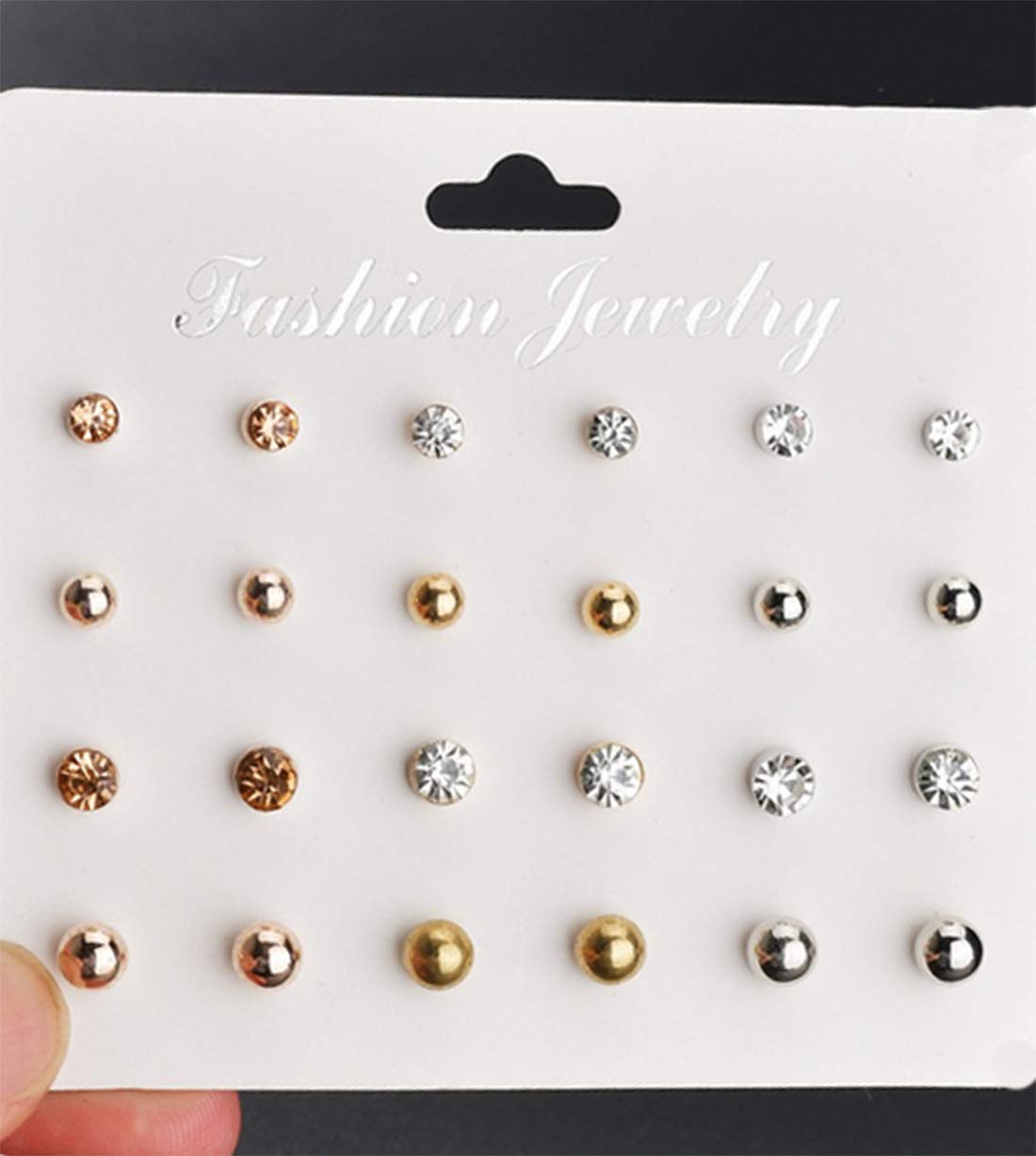 Ofeiyaa 57 Pairs Assorted Multiple Stud Hoop Earrings for Women Crystal Pearl Stud Earrings Set