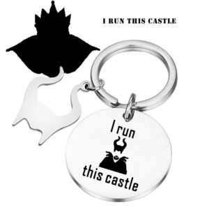 PLITI I Run This Castle Keychain Horns Resting Witch Face Charm Gift (run this castle)