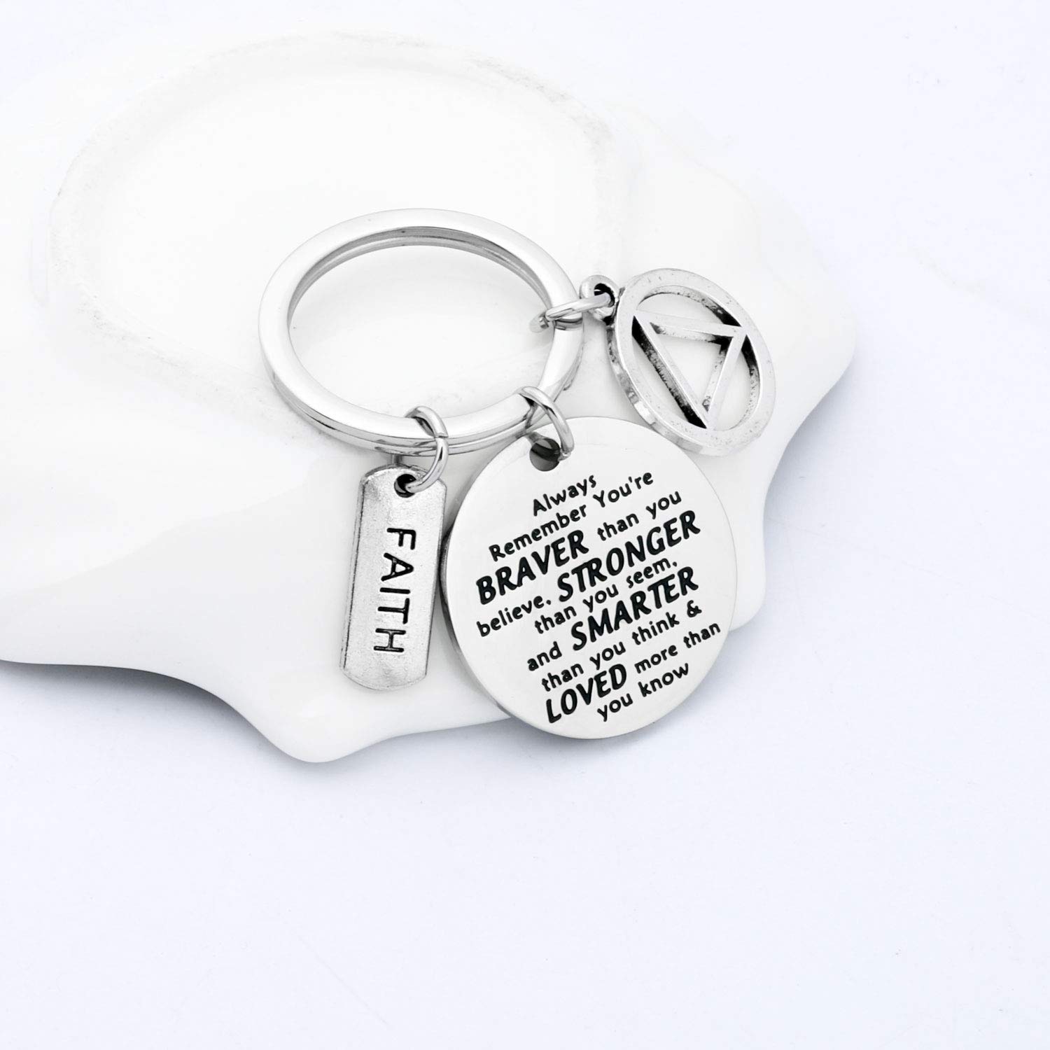 AA Keychain Sobriety Gifts Addiction Recovery Gifts Alcoholics Anonymous Gifts You are Braver Stronger Smarter Than You Think New Beginnings Gift (keychain)