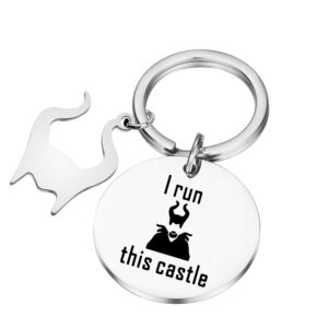 PLITI I Run This Castle Keychain Horns Resting Witch Face Charm Gift (run this castle)