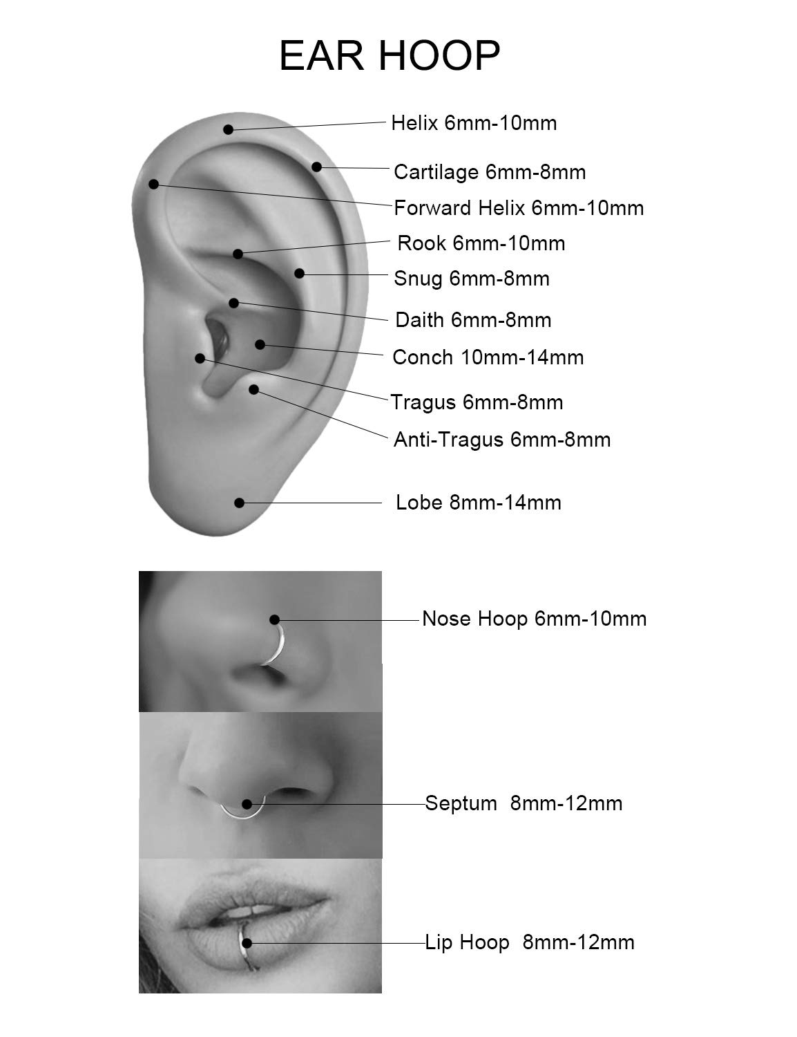 Hoeudjo Surgical Steel Hinged Clicker Segment Nose Rings Septum Clicker 16g 8mm Body Jewelry Lip Ear Piercing Earrings for Cartilage Helix Tragus Conch Daith Rook Lobe Snake Bite Women Men Rose Gold