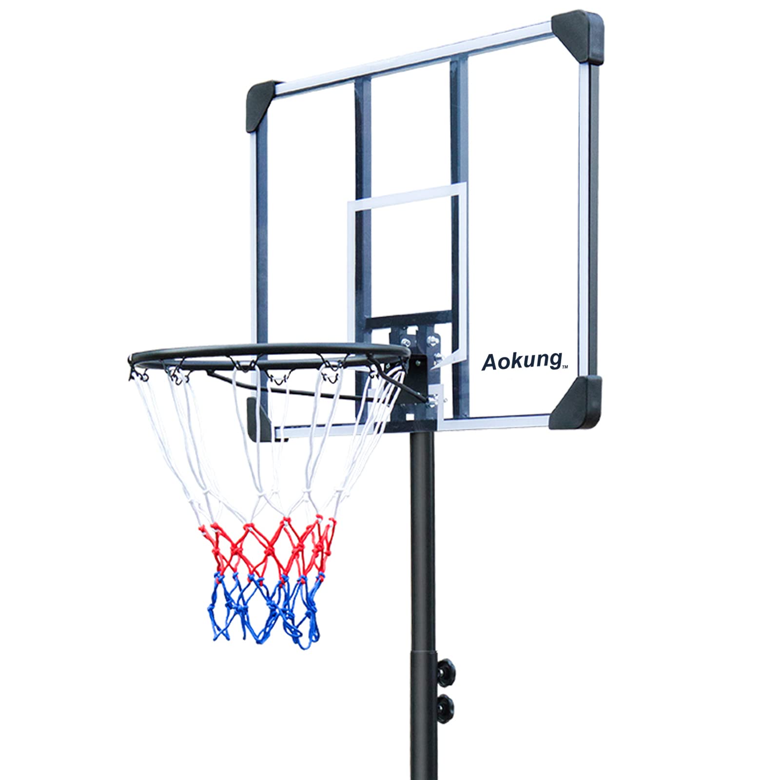 aokung Portable Basketball Hoop Stand w/Wheels for Kids Youth Adjustable Height 5.4ft - 7ft Use for Indoor Outdoor and Poor Basketball Goals Play Set