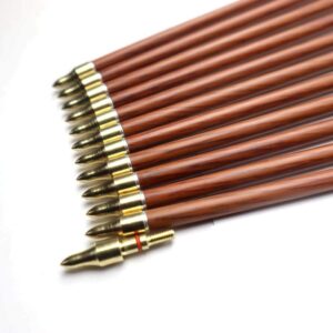 32" Carbon Arrows 400 Spine Wood-Like Arrow with 5" Real Feather Fletchings Removable Field Tips for Archery Target Practice Hunting Compound Recurve Bow Longbow 6 Pack