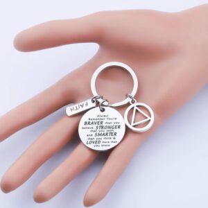 AA Keychain Sobriety Gifts Addiction Recovery Gifts Alcoholics Anonymous Gifts You are Braver Stronger Smarter Than You Think New Beginnings Gift (keychain)