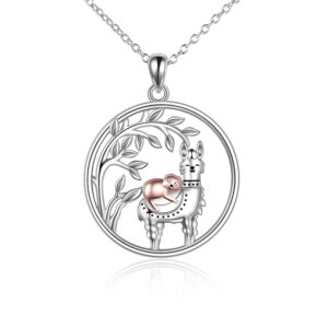 onefinity sloth llama necklace sterling silver sloth llama pendant necklaces for women jewelry gifts