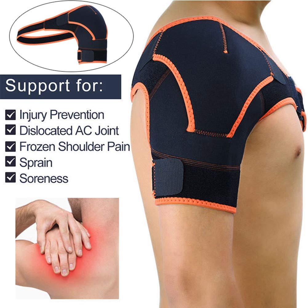 ZJchao Shoulder Brace, Adjustable Shoulder Support Brace Strap Joint Sport Gym Compression Bandage Wrap Breathable Shoulder Support for Women and Men