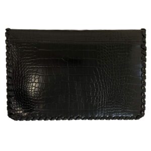 JNB Flat Crocodile Pattern Envelope clutch,Black