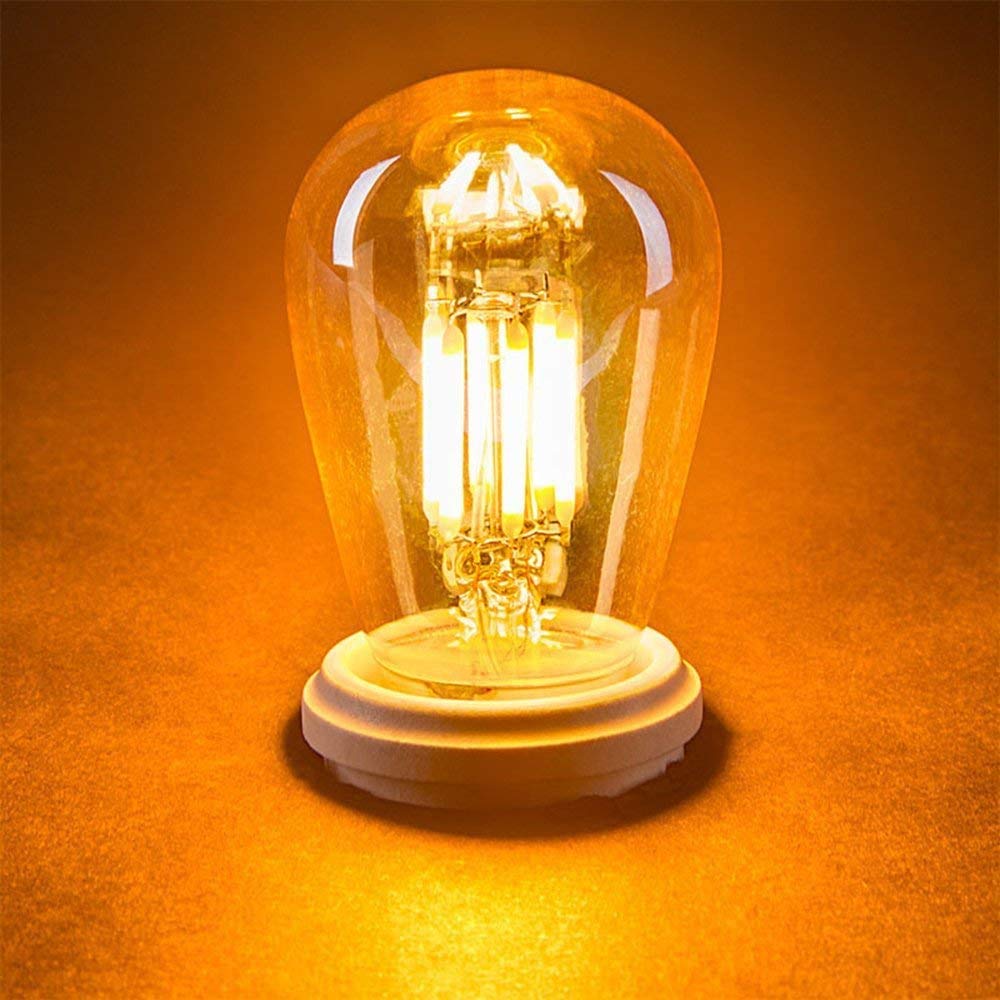 Lxcom Lighting 6 Pack Dimmable Vintage LED Edison Light Bulbs 3W Edison Light Bulbs 30W Equivalent Warm Yellow 2200K E26 E27 Medium Base ST45 Amber Glass Decorative Bulbs, AC110V