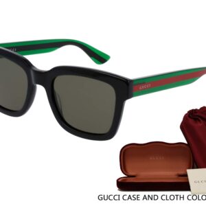 Gucci GG0001S 002 52M Black/Green/Green Rectangular Sunglasses For Men+ BUNDLE With Designer iWear Eyewear Kit