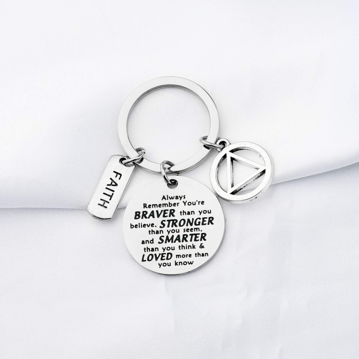 AA Keychain Sobriety Gifts Addiction Recovery Gifts Alcoholics Anonymous Gifts You are Braver Stronger Smarter Than You Think New Beginnings Gift (keychain)