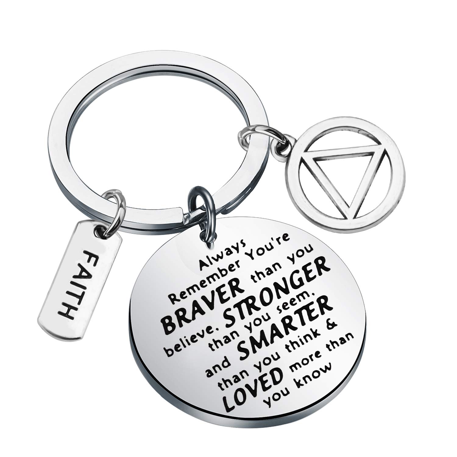 AA Keychain Sobriety Gifts Addiction Recovery Gifts Alcoholics Anonymous Gifts You are Braver Stronger Smarter Than You Think New Beginnings Gift (keychain)