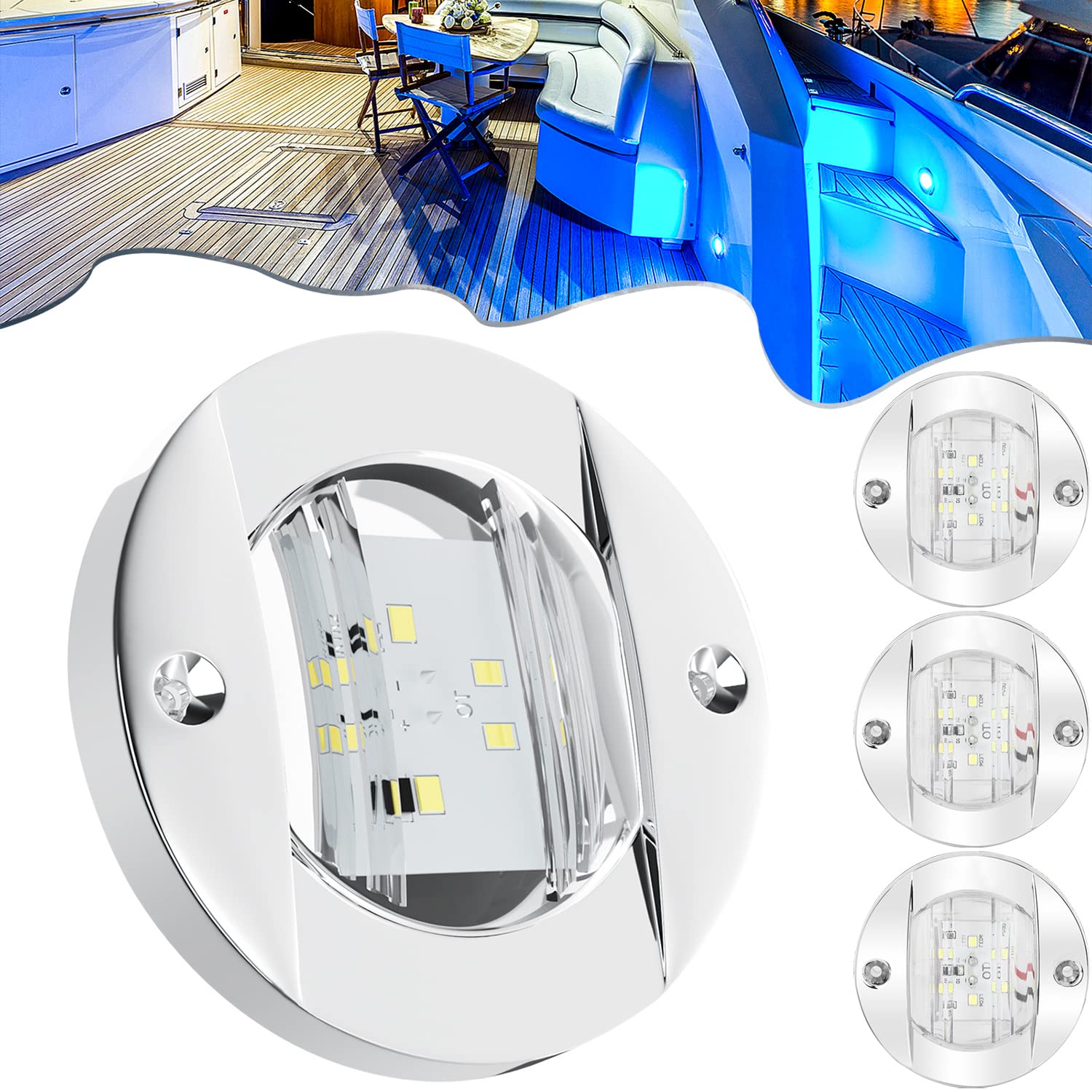 PSEQT LED Marine Boat Deck Lights, Stern Courtesy Interior Pontoon Anchor Light Waterproof for boats Night Fishing Kayak Yacht Duck John Boat