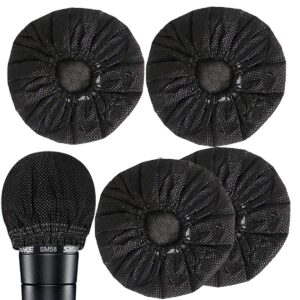 none branded 200 pieces disposable microphone cover microphone cover windscreen mic cover protective cap for ktv recording room news gathering, 3 inch (black)