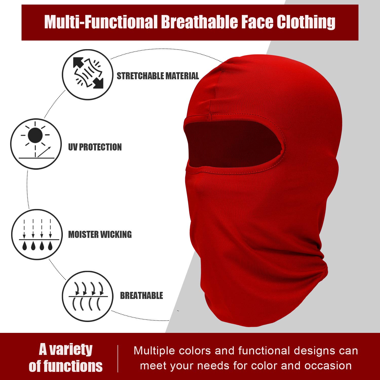 SATINIOR 6 Pieces Ski Mask for Men Balaclava Full Face Cover UV Sun Protection Cooling Neck Gaiter Clothing Scarf Bandana(Simple Color)