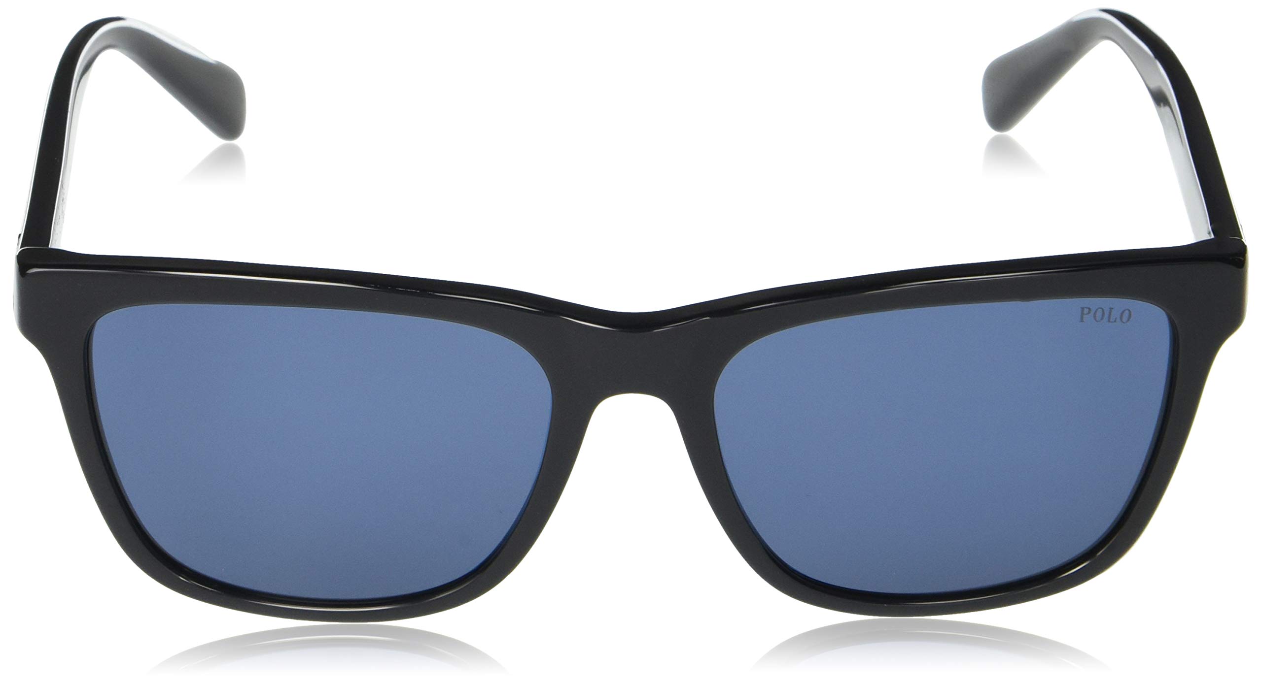 Polo Ralph Lauren Men's PH4167 Square Sunglasses, Shiny Black/Dark Blue, 56 mm