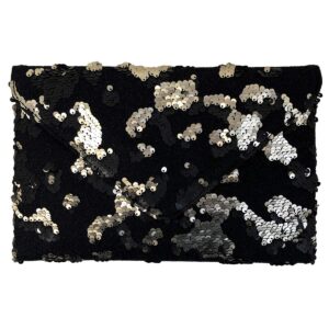 jnb flat sequin envelope clutch,black