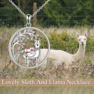 ONEFINITY Sloth Llama Necklace Sterling Silver Sloth Llama Pendant Necklaces for Women Jewelry Gifts