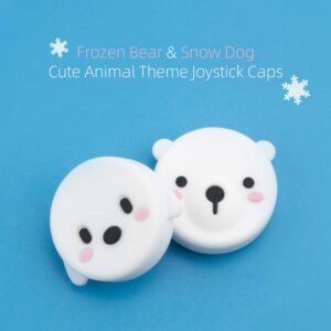 GeekShare 4PCS Cute Animal Theme Thumb Grip Caps,Soft Silicone Joystick Cover Compatible with Nintendo Switch/OLED/Switch Lite - Bear and Dog