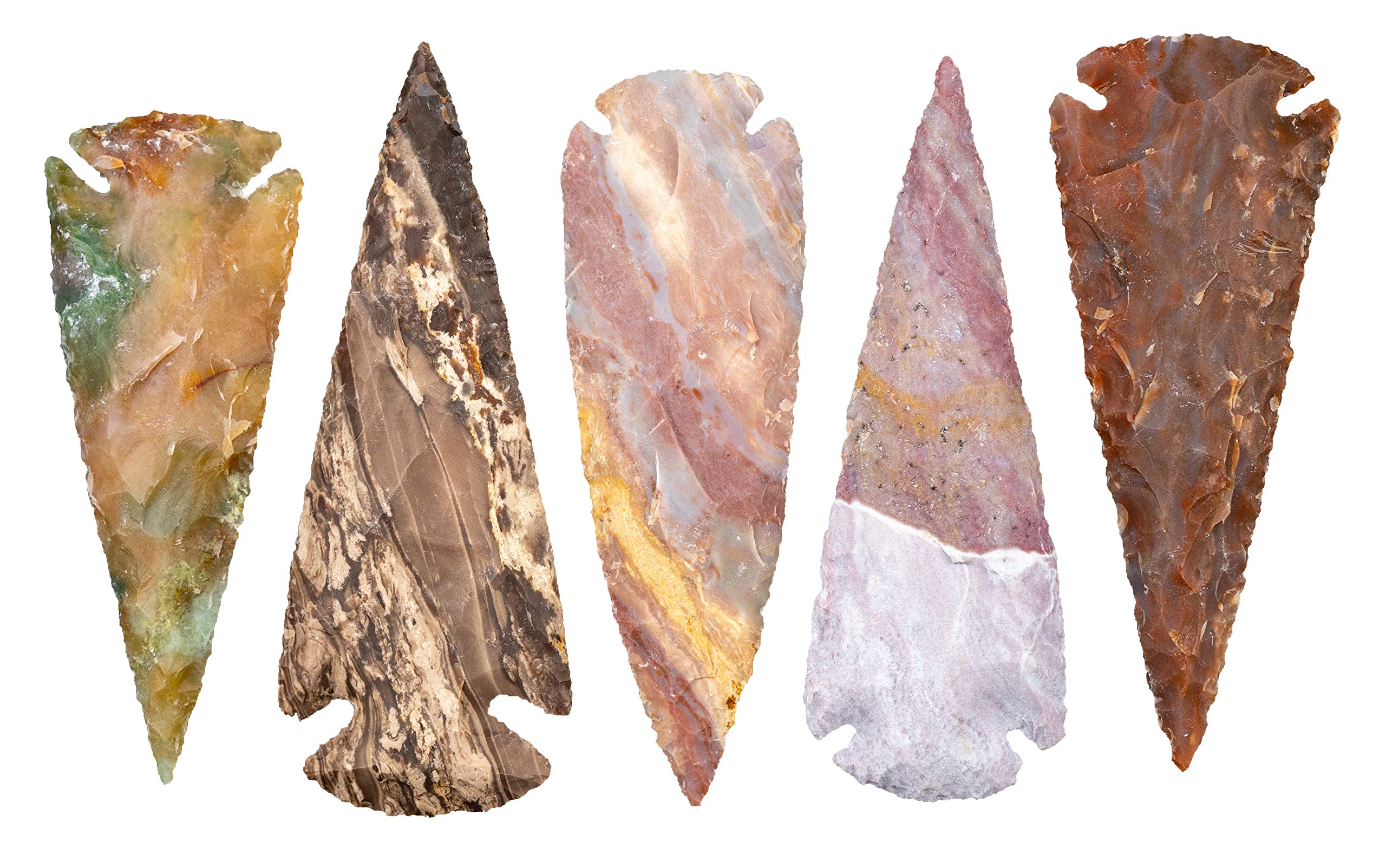 KVK Crystals One 4" Indian Spear Point Arrowhead Agate Chert Flint New Project Point (1pc)