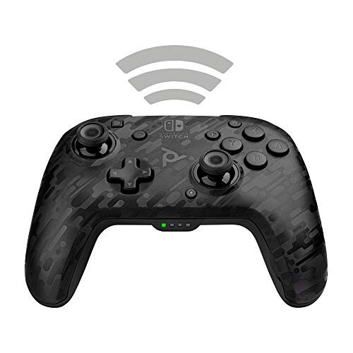 PDP Gaming Faceoff Deluxe Wireless Switch Pro Controller - Black Camo / Camouflage - Officially Licensed by Nintendo - Customizable buttons, sticks, triggers, and paddles - Motion Sensing Controllers