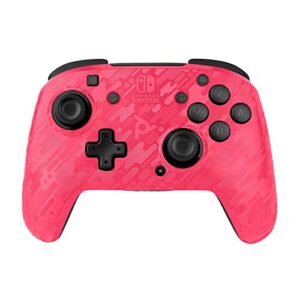 PDP Gaming Faceoff Deluxe Wireless Switch Pro Controller - Pink Camo / Camouflage - Officially Licensed by Nintendo - Customizable buttons, sticks, triggers, and paddles - Motion Sensing Controllers