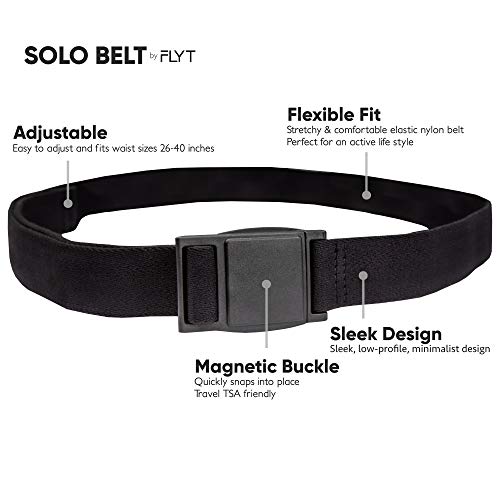 FLYT Solo Belt - Minimalist Web Nylon Belt with Quick-Release Magnetic Plastic Buckle, TSA Friendly